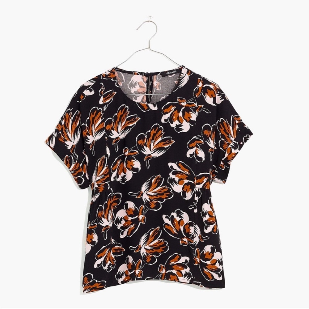 Madewell Cuffed-Sleeve Shirred Top in Dustblossom, L